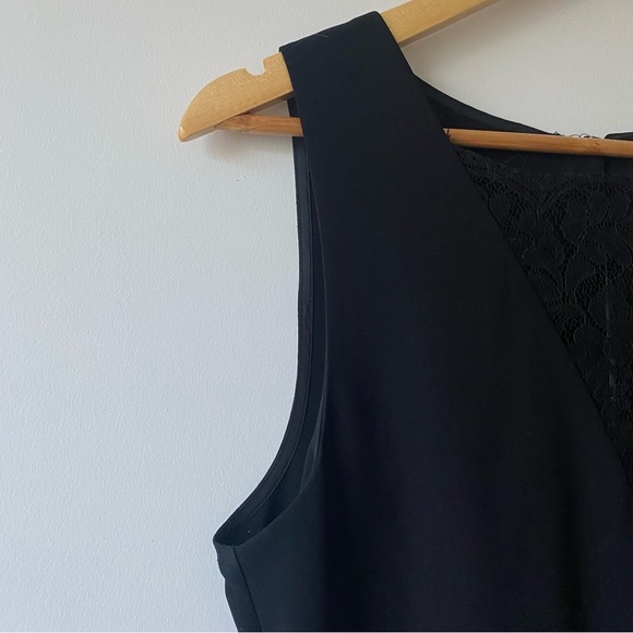 H&M V-Neck Lace Overlay Sleeveless Shift Dress Black - Picture 4 of 8